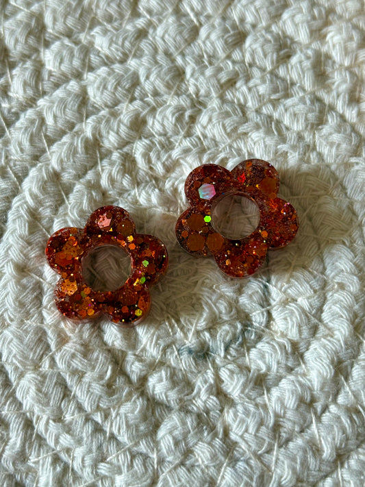 Pampilles en résine avec paillettes cuivrées