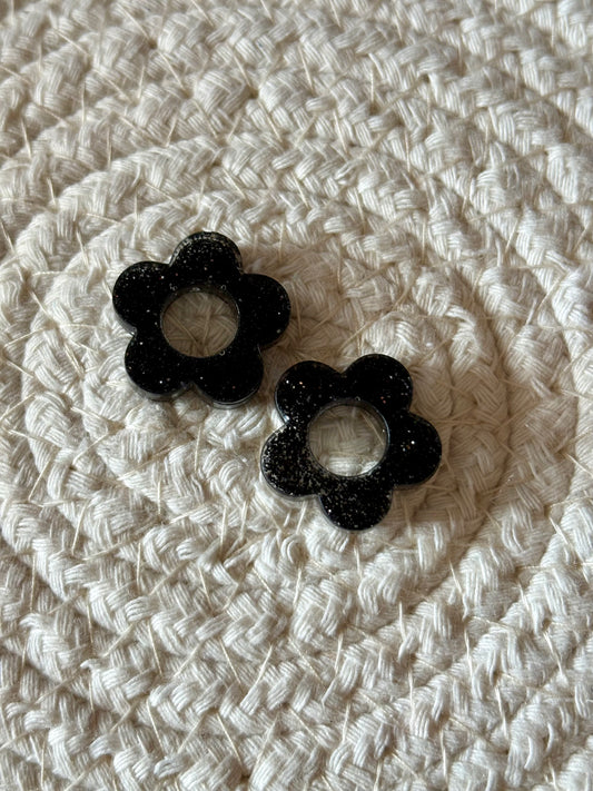 Pampilles en résine et paillettes noires